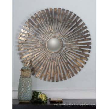 Round Convex Mirror Metal Frame Finished in Plated Brushed Brass